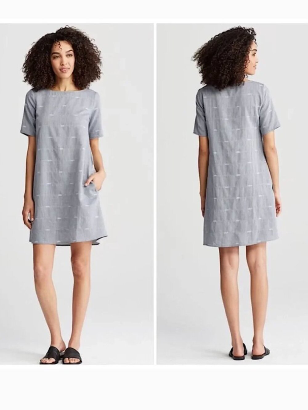 Eileen Fisher Nomadic Stripe Shift Dress Size 1X Plus Size Organic Cotton